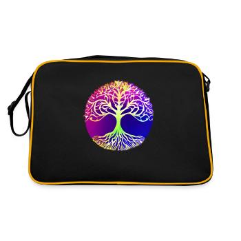 Lebensbaum Yoga Meditation Baum des Lebens - Retro Tasche - Schwarz/Gold - Hinten