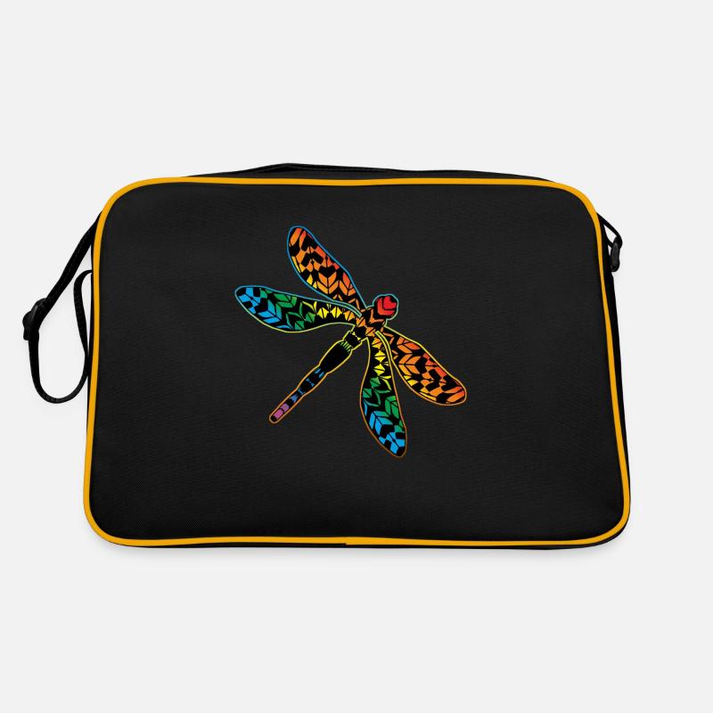 Libelle - Retro Tasche - Schwarz/Gold