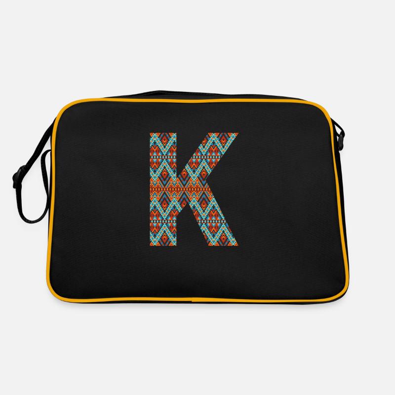 Letter K- boho design, Colorful monogram Retro Bag