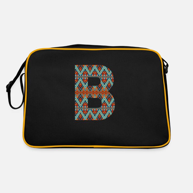 Buchstabe B- Boho-Design, buntes Monogramm Retro Tasche