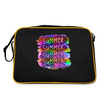 sommer surfen kroatien strand paradies party vibes usa - Retro Tasche - Schwarz/Gold - Hinten