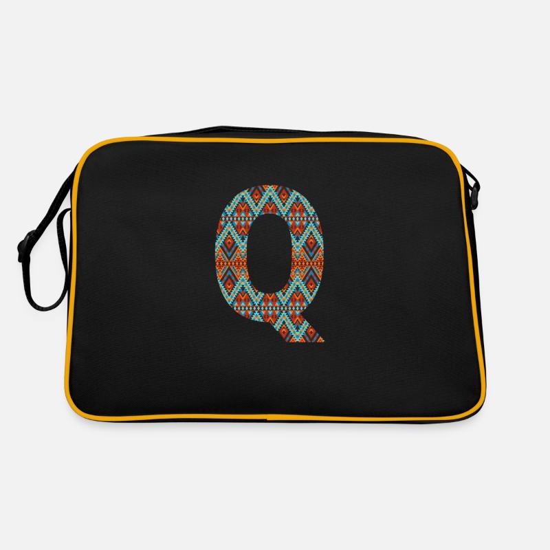 Buchstabe Q - Boho-Design, buntes Monogramm Retro Tasche