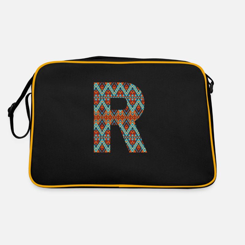 Buchstabe R- Boho-Design, buntes Monogramm Retro Tasche