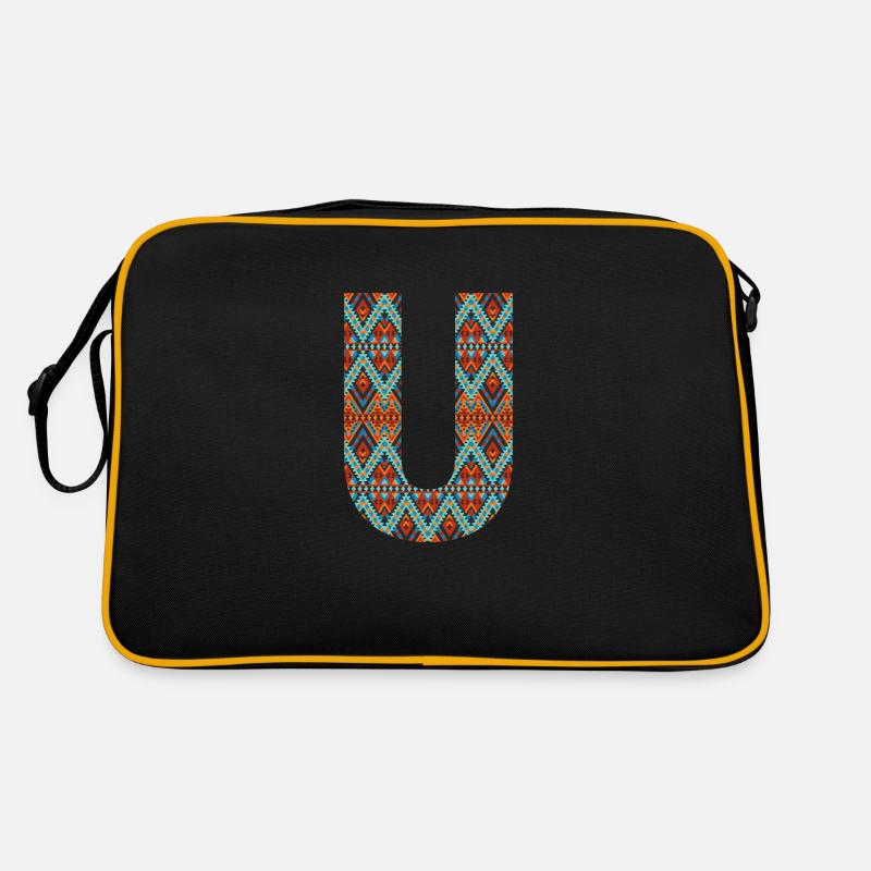 Buchstabe U-Boho-Design, Buntes Monogramm Retro Tasche
