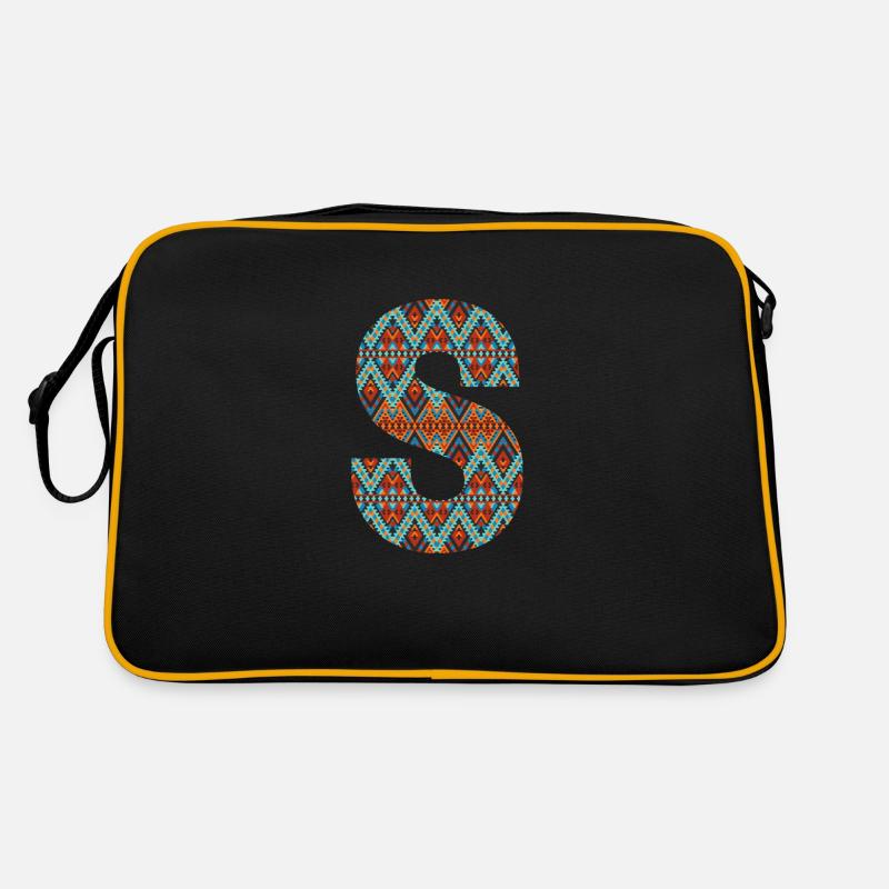Letter S- boho design, Colorful monogram Retro Bag