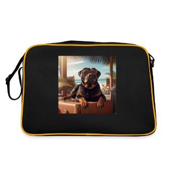 Rottweiler with sunglasses on vacation - Retro Bag - black/gold - Back