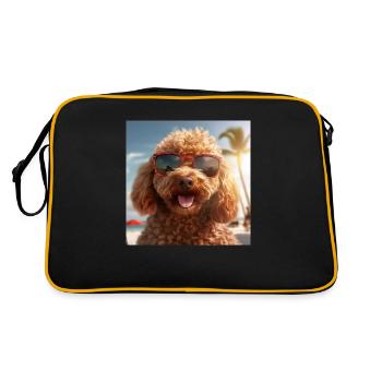 Caniche avec des lunettes de soleil en vacances sur la plage - Sac Retro - noir/or - Dos