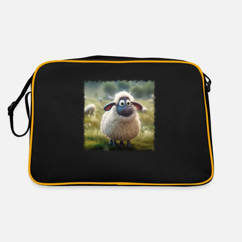 Kleines Schaf - Retro Tasche - Schwarz/Gold