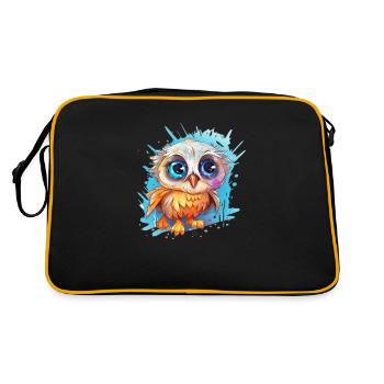 Niedliche Wachsame Eule | Nachtschwärmer Eule - Retro Tasche - Schwarz/Gold - Hinten