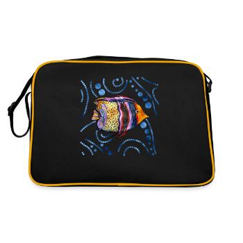 Fisch - Retro Tasche - Schwarz/Gold - Hinten