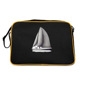 Segeln Segelboot Segelsport Segler Segelschiff - Retro Tasche - Schwarz/Gold - Hinten