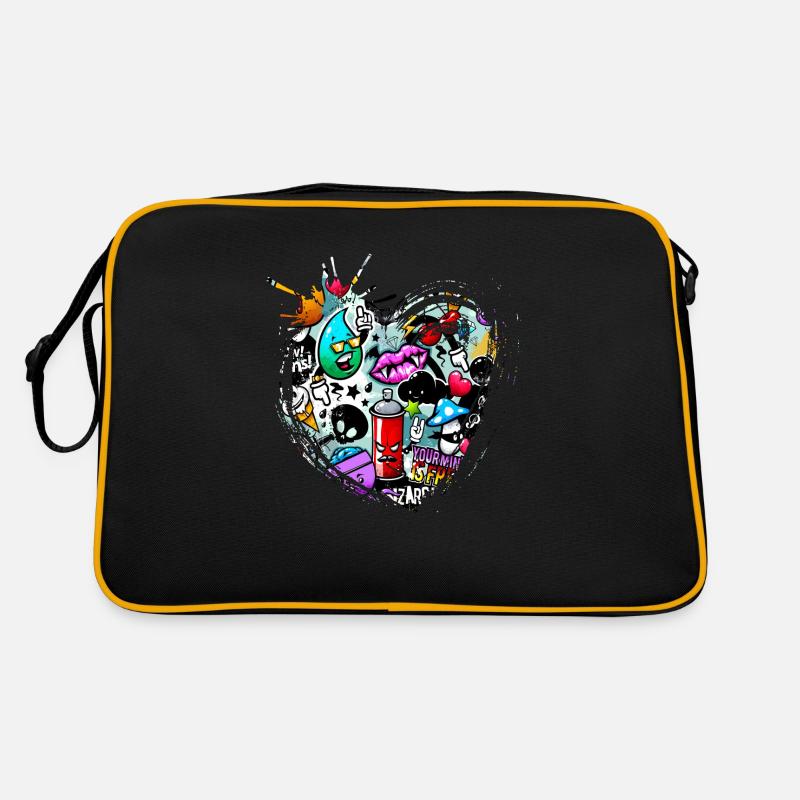Graffiti-Stil Splash Hip-Hop-Farben Malerfarbe - Retro Tasche - Schwarz/Gold