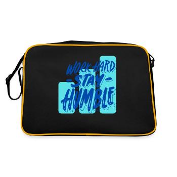 Work Hard Stay Humble - Retro Tasche - Schwarz/Gold - Hinten