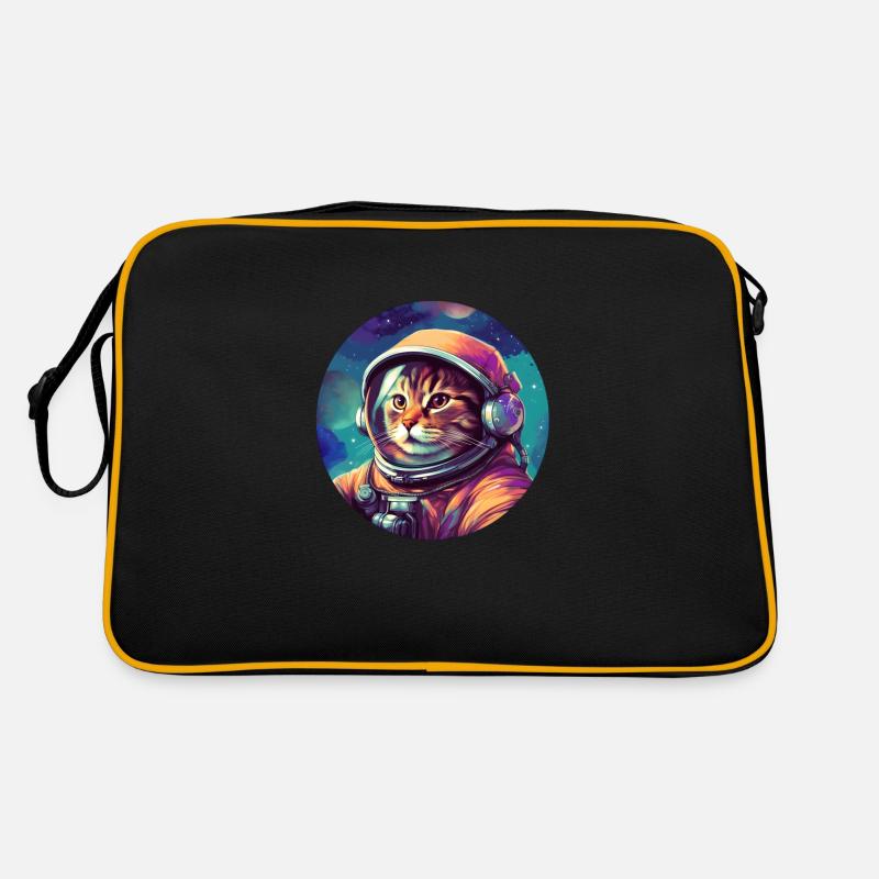 Kosmischer Katzen-Entdecker Retro Tasche