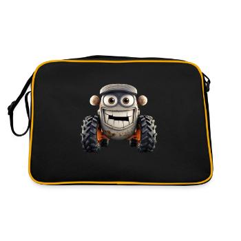 Tractor with funny face - Retro Bag - black/gold - Back