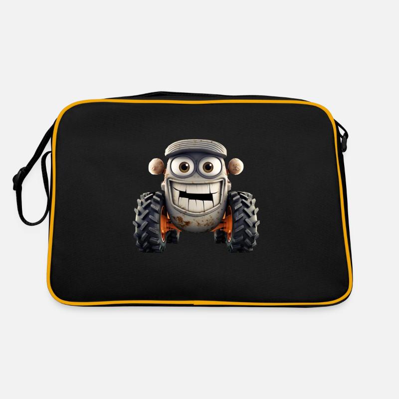 Tractor with funny face Retro Bag