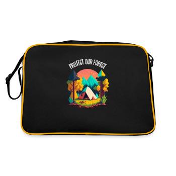 Nature, Faune, Plein air, Forêt, Camping, Randonnée, Thé - Sac Retro - noir/or - Dos