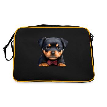 Rottweiler Dogs with Bow Tie Dog Suit Puppy - Retro Bag - black/gold - Back