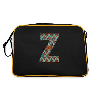 Letter Z- boho design, Colorful monogram - Retro Bag - black/gold - Back