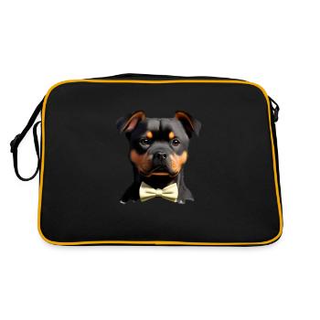 Rottweiler with Bow Tie Dogs Dog Suit Puppy - Retro Bag - black/gold - Back