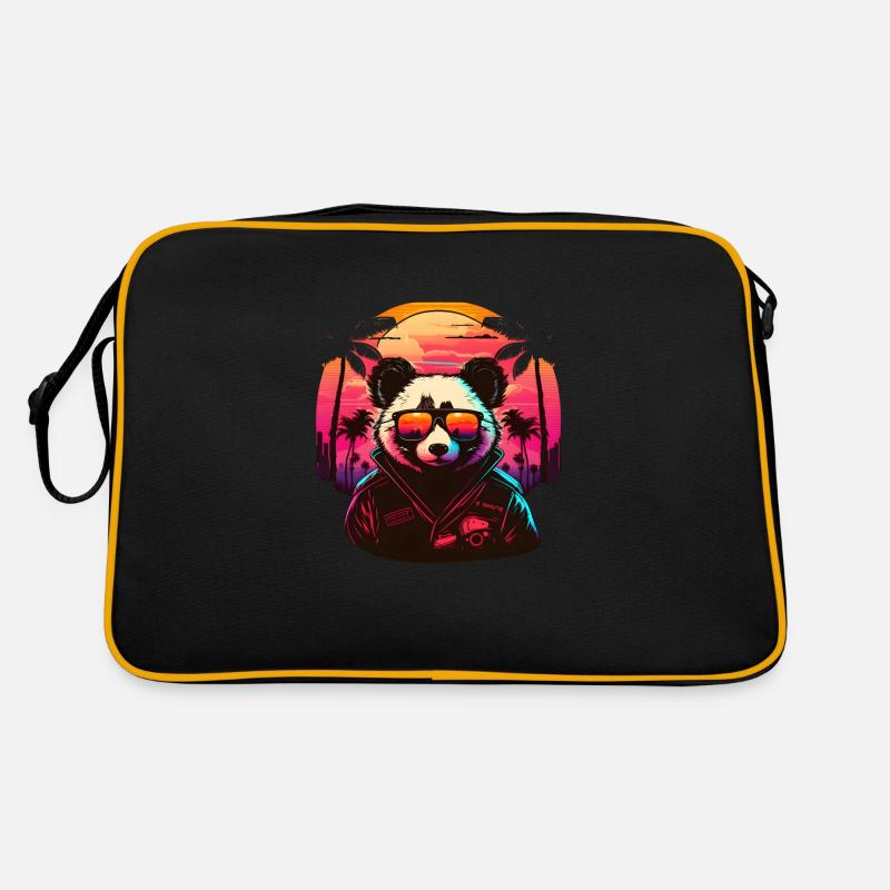 Synthwave Panda Sunset Retro Tasche