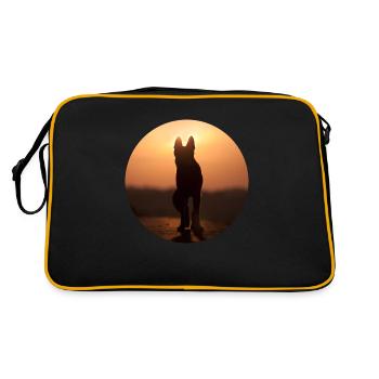 German Shepherd / Wolf Silhouette - Retro Bag - black/gold - Back