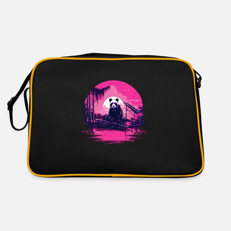 Synthwave Panda Japan Sunset Retro Tasche