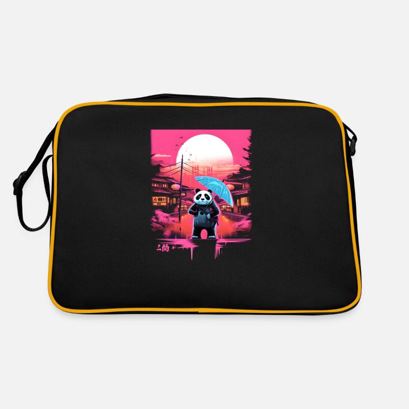 Synthwave Panda avec parapluie Sac Retro