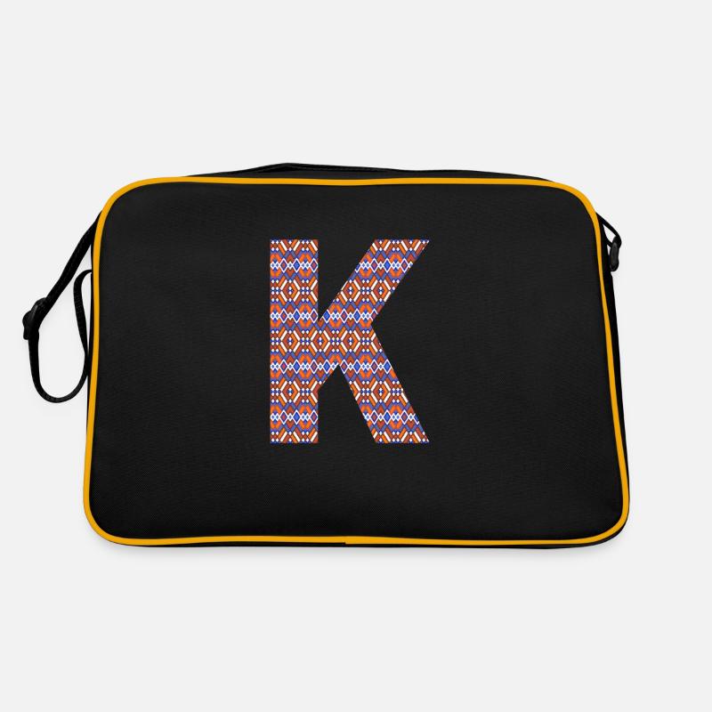 Monogram Letter K- geometric pattern Retro Bag