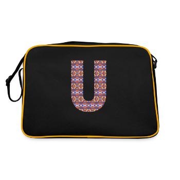 Monogram Letter U- geometric pattern - Retro Bag - black/gold - Back