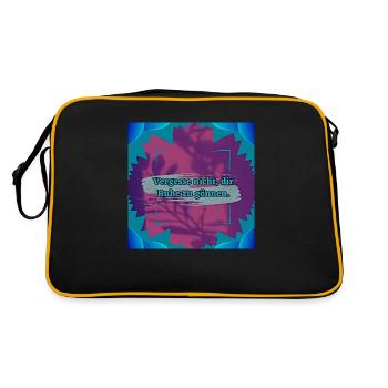 Ruhe Zitat - Retro Tasche - Schwarz/Gold - Hinten