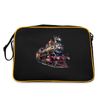 The image of an old steam locomotive - Retro Bag - black/gold - Back