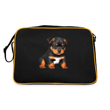Rottweiler Puppy Dogs Rottweiler Dog Puppy - Sac Retro - noir/or - Dos