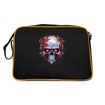 Dämonischer Totenkopf mit roten Augen - Retro Tasche - Schwarz/Gold - Hinten