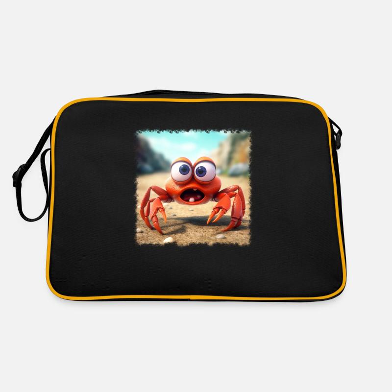 verrückte Krabbe - Retro Tasche - Schwarz/Gold