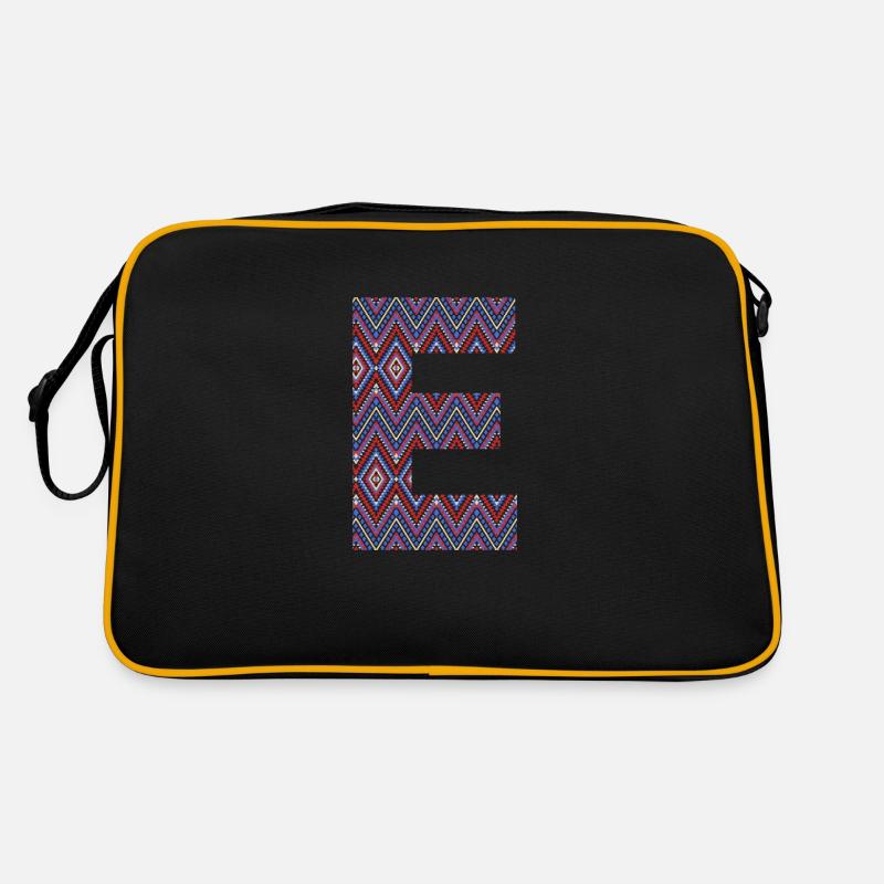 Monogram Letter E- boho colorful design Retro Bag
