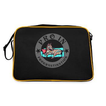 Pro in Prokrastination Einhorn Pferd ist faul - Retro Tasche - Schwarz/Gold - Hinten