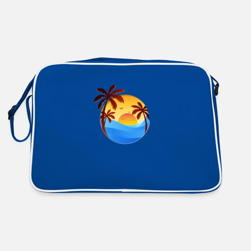 Flat sunset background with palm trees Retro Bag