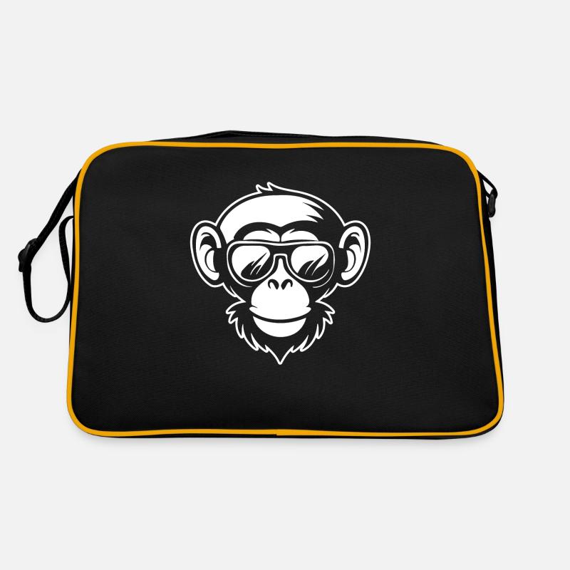 Affe Affen Affengesicht Dschungel - Retro Tasche - Schwarz/Gold