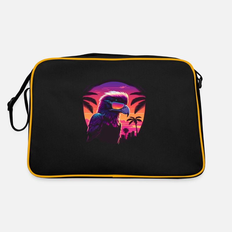 Synthwave eagle wearing sunglasses Retro Tasche