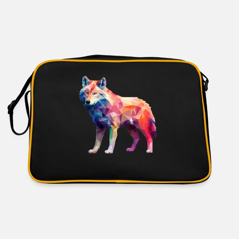Wolf Geometrisch Zeichnung Retro Tasche