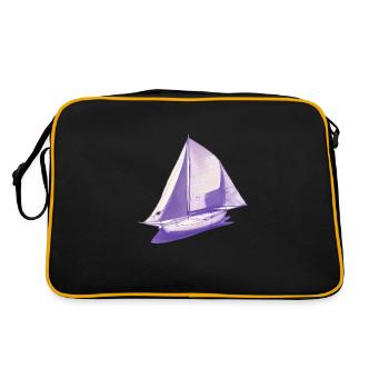 Segelschiff Segeln Segelsport Segler Segelboot - Retro Tasche - Schwarz/Gold - Hinten