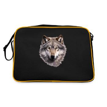 Wolf Natur Liebhaber Abenteuer T-Shirt - Retro Tasche - Schwarz/Gold - Hinten
