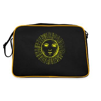 sonne gesicht spirit neon gelb sonnengott yoga - Retro Tasche - Schwarz/Gold - Hinten