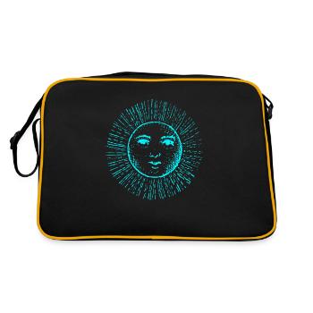 Sun Face Spirit Neon Blue Sun God Yoga Zen - Retro Bag - black/gold - Back