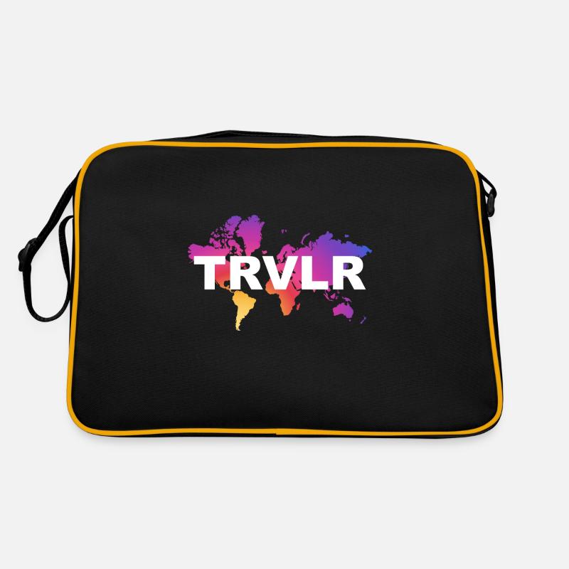 TRVLR (White Logo) - Retro Tasche - Schwarz/Gold