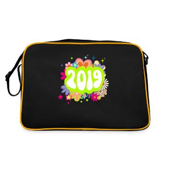 Année 2019 anniversaire Groovy floral - Sac Retro - noir/or - Dos