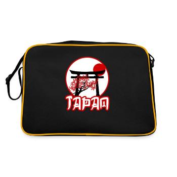 Porte Torii noire avec cerisier au coucher du soleil - Sac Retro - noir/or - Dos