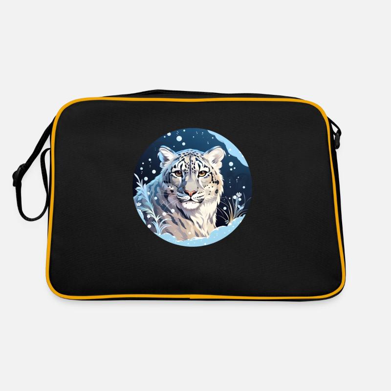 Schneeleopard - Retro Tasche - Schwarz/Gold