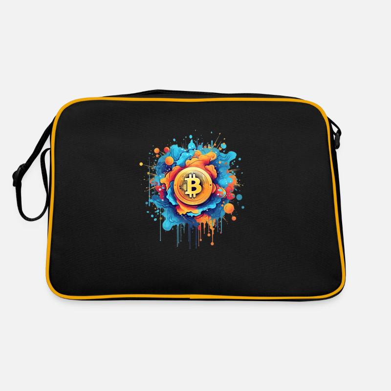 Bitcoin Logo color splash total Retro Tasche